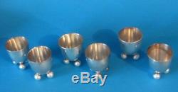 SET OF 6 GERMAN SILVER PLATED EGG CUPS by de groot FOR WMF ART DECO 1930