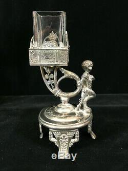 SIGNED PAIRPOINT SILVER PLATED BUD VASE OR MATCH HOLDER With GLASS INSERT C 1885
