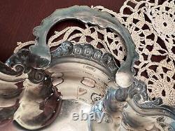 SILVERPLATE Large Serving Tray Server silver plate plated Vintage etched handles