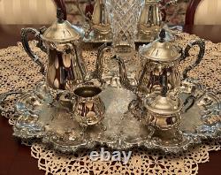 SILVERPLATE Large Serving Tray Server silver plate plated Vintage etched handles
