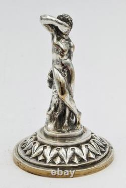 SMALL ANTIQUE SILVER PLATED BRONZE CLASSICAL MALE FIGURINE / STATUE c1900