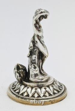 SMALL ANTIQUE SILVER PLATED BRONZE CLASSICAL MALE FIGURINE / STATUE c1900