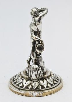 SMALL ANTIQUE SILVER PLATED BRONZE CLASSICAL MALE FIGURINE / STATUE c1900