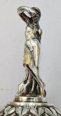 SMALL ANTIQUE SILVER PLATED BRONZE CLASSICAL MALE FIGURINE / STATUE c1900