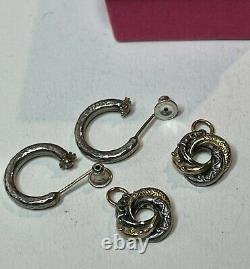 SOPHIE HARLEY SILVER & 22ct GOLD PLATED LOVE KNOT EARRINGS, ORIGINAL BOX