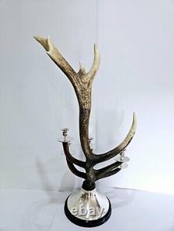 STUNNING Scottish Real Antler Silver Plated 9 point Candelabra 73 cm tall