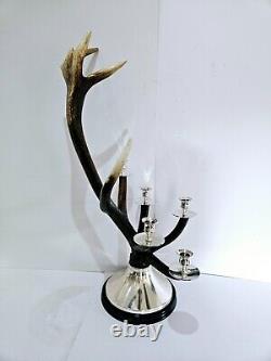 STUNNING Scottish Real Antler Silver Plated 9 point Candelabra 73 cm tall