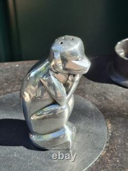 Sandoz Christofle Gallia Art Deco Monkey Salt And Pepper Shaker