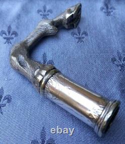 Scarce Good Detail Antique Silver Plated Horse Fetlock & Hoof Walking Cane Top