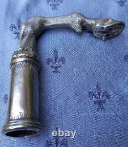 Scarce Good Detail Antique Silver Plated Horse Fetlock & Hoof Walking Cane Top