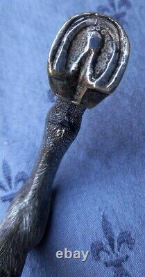 Scarce Good Detail Antique Silver Plated Horse Fetlock & Hoof Walking Cane Top