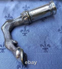 Scarce Good Detail Antique Silver Plated Horse Fetlock & Hoof Walking Cane Top