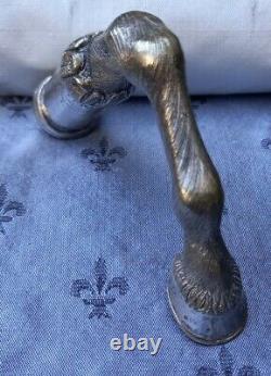 Scarce Good Detail Antique Silver Plated Horse Fetlock & Hoof Walking Cane Top