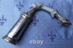 Scarce Good Detail Antique Silver Plated Horse Fetlock & Hoof Walking Cane Top