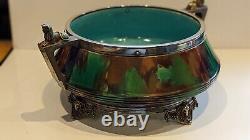 Scarce Rare Antique Wedgwood Majolica Egyptian Revival Silver Plated Bowl
