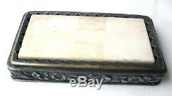 Scissor & Knife SHARPENER Stone, silver plate Original ANTIQUE c1903