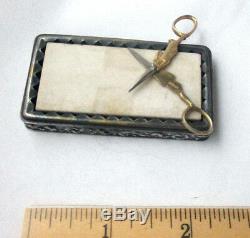 Scissor & Knife SHARPENER Stone, silver plate Original ANTIQUE c1903