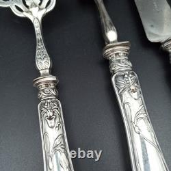 Service Forks Silver Plated Art Nouveau Orchid Punch Minerva To Serve