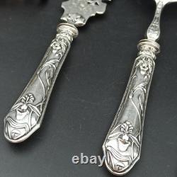 Service Forks Silver Plated Art Nouveau Orchid Punch Minerva To Serve