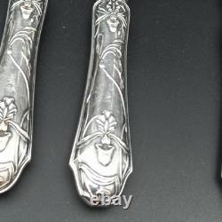 Service Forks Silver Plated Art Nouveau Orchid Punch Minerva To Serve