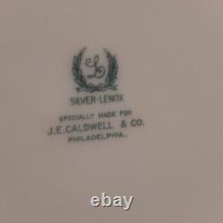 Set 12 Antique SILVER LENOX Art Deco Leaping Gazelle Overlay Green Mark Plates