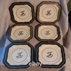 Set 12 Antique SILVER LENOX Art Deco Leaping Gazelle Overlay Green Mark Plates