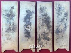 Set 4 Antique Chinese Silver Plate Scroll Weigh Ingot Plaques