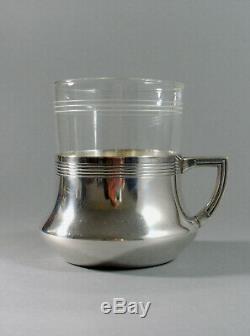 Set O. Six Wmf Ca. 1910 Art Nouveau Secessionist Teaglass Holders On Tray S/pl