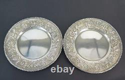 Set of 4 Sterling Silver Floral Side Plates by S. Kirk & Son
