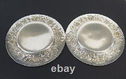 Set of 4 Sterling Silver Floral Side Plates by S. Kirk & Son