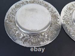 Set of 4 Sterling Silver Floral Side Plates by S. Kirk & Son