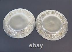Set of 4 Sterling Silver Floral Side Plates by S. Kirk & Son