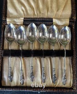 Set of six 1896 sterling silver Apostle spoons in original case, William Hutton