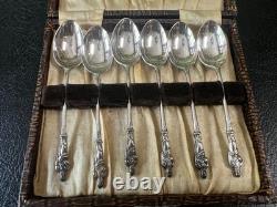 Set of six 1896 sterling silver Apostle spoons in original case, William Hutton