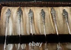 Set of six 1896 sterling silver Apostle spoons in original case, William Hutton