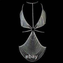 Sexy Body Rhinestone Crystal Body Suit Chain Women Nightclub Bikini Body Chain