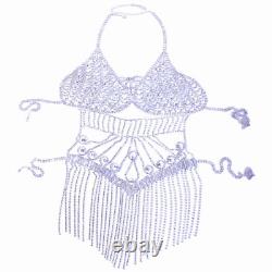 Sexy Shiny Jewelry Body Chain Harness Crystal Bra Set Tassel Rhinestone Jewelry