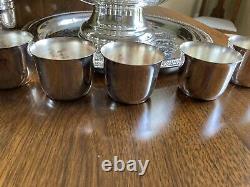 Sheridan Vintage Silver Plate Punch Bowl Set Tray Platter 10 Cups Original Box