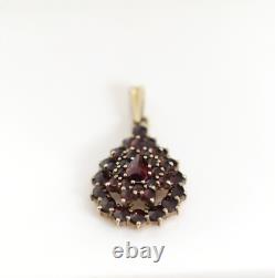 Silver 900 Gold Plated Garnet Pendant Vintage, Drop Pear, L 2.5Cm