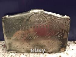 Silver Plate Baby Bertha Neff 1883 1884 Funeral Plaque Coffin Casket Mortuary