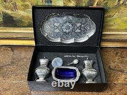 Silver Plate Condiment Set. In Original Box