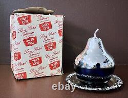 Silver Plate Honey Pot In The Shape Of A Pear, 1950's With Original Box