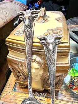 Silver Plate Rams Head Berry Set MARTIN HALL & CO Sheffield 1868