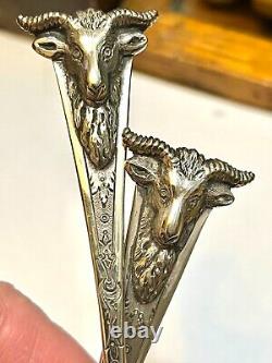 Silver Plate Rams Head Berry Set MARTIN HALL & CO Sheffield 1868