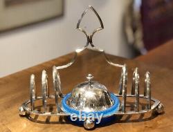 Silver Plate Toast Rack With Central Preserve Pot
