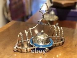 Silver Plate Toast Rack With Central Preserve Pot