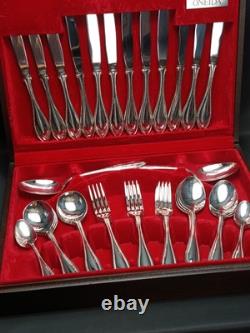 Silver Plated 44 Piece Cutlery Set Oneida Canteen in Original Box MCM Vintage