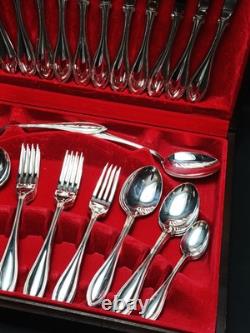 Silver Plated 44 Piece Cutlery Set Oneida Canteen in Original Box MCM Vintage