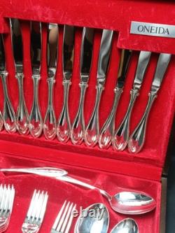 Silver Plated 44 Piece Cutlery Set Oneida Canteen in Original Box MCM Vintage