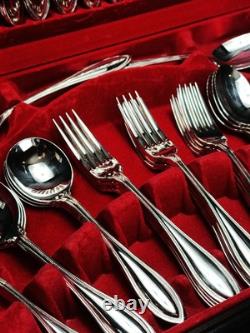 Silver Plated 44 Piece Cutlery Set Oneida Canteen in Original Box MCM Vintage